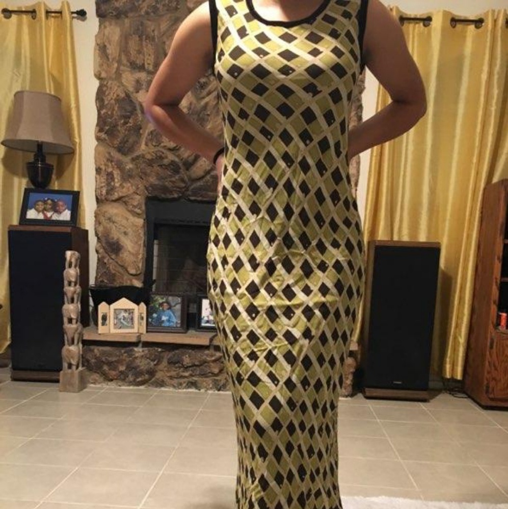 💋💋 Maxi dress olive/ brn & cream